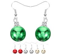 LIFKOME 4 Pares de Pendientes Navideños Campana y Colgantes de Bola Multicolor Joyería para Fiestas de Navidad Adorno Festivo para Cumpleaños y Reuniones Familiares