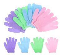 LIFKOME 4 Pares Guantes Exfoliantes de Nylon para Baño Manoplas de Cinco Dedos para Exfoliación Corporal Compatibles con Geles y Jabones Aptos para Tipo de Piel Color