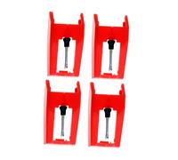 LIFKOME 4 piezas Agujas para Tocadiscos Vinilo con Aguja Cónica para Gramófono Reemplazo Fácil y Sonido Realista Rojo