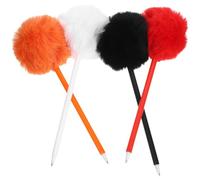 LIFKOME 4 Piezas Bolígrafos de Peluche Bola Esponjosa, Escritura Suave | PP y Felpa, Diseño Decorativo Novedoso, para Estudiantes y Amantes de Papelería, Obsequio Creativo