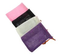 LIFKOME 4 Piezas Bolsa Exfoliante para Jabón de Malla Antideslizante de Nylon de Alta Densidad Mejora Exfoliación Corporal para Ducha y Baño Familiar Color Negro Rosa y Púrpura