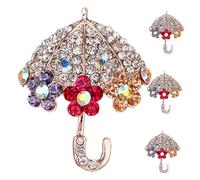 LIFKOME 4 Piezas Broches Paraguas con Cristales Brillantes Accesorio Ornamental para Ropa de Mujer Alfiler Elegante para Chaquetas Bufandas y Vestidos Diseño Compacto y Ligero