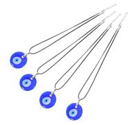 LIFKOME 4 Piezas Collar Ojo Turco Azul Colgante Redondo de Vidrio Amuleto Protección Unisex Accesorio Ligero y Resistente para Uso Diario
