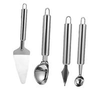 LIFKOME 4 Piezas Cucharas Inoxidable para Postres Mango Grueso Ergonómico para Restaurante y Cocina Cucharillas Creativas para Helados y Frutas Utensilios Prácticos y Ligeros para Uso