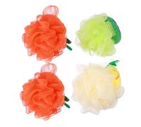 LIFKOME 4 piezas Esponjas de Baño Tipo Bola de Malla Exfoliante con Forma de Fruta Paquete de Suave y Espumante para Hombres Mujeres y Bebés Limpieza Corporal