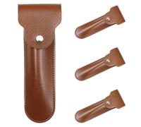 LIFKOME 4 Piezas Funda para Maquinilla de Afeitar de Seguridad Grande de PU Marrón, Estuche Protector Manual para Cabezal de Afeitadora, 4 Unidades, Portátil para Viaje y Cuidado Personal