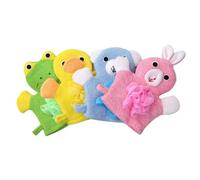 LIFKOME 4 piezas Guantes Exfoliantes de Baño para Diseño de Dibujos Animados Suaves y Duraderos para Masaje y Limpieza Ducha