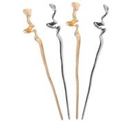 LIFKOME 4 Piezas Palillos Cabello Metálicos Irregulares 18 CM, 4 Piezas (2 Dorados 2 Negros), Horquillas Elegantes para Moños Ondulados, Accesorios Vintage para Peinados Recogidos