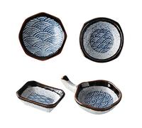 LIFKOME 4 piezas Platos de Cerámica para Salsa Japoneses Ligeros y Portátiles Base Antideslizante para Restaurantes y Catering