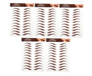 LIFKOME 5 hojas Pegatinas de Cejas Marrón Transferibles Impermeables para Maquillaje Realista Kit de Plantillas para Forma y Retoque Mujeres con Cejas Irregulares