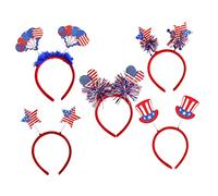 LIFKOME 5 Piezas Diadema Del Día De La Independencia Traje De Fiesta Delirio Festival Diademas Pelo Delirante Banda Para El Cabello Diadema De Horquilla Borgoña Atuendo Rave El Plastico