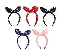 LIFKOME 5 piezas Diademas Mujer con Orejas de Conejo y Lazo Bandas de Pelo de Tela Transpirable Accesorios de Moda para Niñas y Mujeres Colores Surtidos