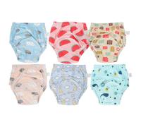 LIFKOME 6 calzoncillos reutilizables de entrenamiento para bebés: cubrepañales de algodón para niños pequeños - Cubrepañales de tela transpirables para el entrenamiento nocturno, talla 90 S