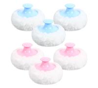 LIFKOME 6 Piezas Borlas de Talco para 6 Piezas, Aplicador de Polvos Sueltos de Felpa, Tamaño Mediano, Colores Azul Claro y Rosa, Adecuado para Cuidado Diario y Protección de la