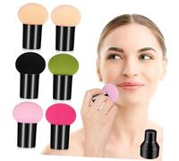 LIFKOME 6 piezas Esponjas de Maquillaje con Mango Redondas y Versátiles para Base Líquida y Polvo con Funda Protectora Uso Húmedo y Seco para Aplicación Precisa y Fácil Control