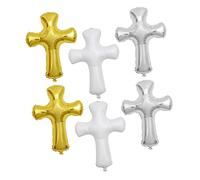 LIFKOME 6 piezas Globos de Aluminio Forma de Cruz para Decoración de Fiesta Bautizo Comunión y Boda Diseño y Fácil de Colgar para Pared Ventana o Jardín