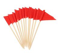 LIFKOME 60 Unidades Banderines Triangulares Rojos para Cupcakes Palillos Resistentes para Buffet Etiquetas Decorativas para Aperitivos y Sándwiches para Fiestas y Eventos