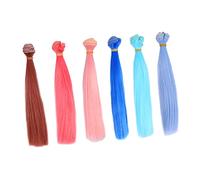 LIFKOME 6piezas Pelucas De Muñeca De Alta Temperatura Pelo Recto Hecho Mano Suministros para Manualidades De Muñecas