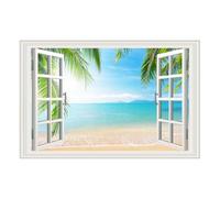 LIFKOME Adhesivo Decorativo de Vinilo para Ventana Falsa Paisaje Natural 3D, Pegatina Removible 86X56 CM para Decoración de Interiores en Sala y Dormitorio