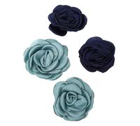 LIFKOME Adorno para Zapatos Flor de Tela 6 Cm, 2 Pares Flores Decorativas Artesanales, Accesorio Zapato Diy, Color Azul Oscuro y Azul Verde Nílo, Adecuado para Bodas y Uso Diario
