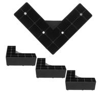 LIFKOME Alzas para Patas de Cama en Plástico Negro, Patas para Somier en Forma de L, 4 Piezas para Crear Espacio y Proteger el Suelo