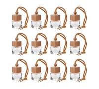 LIFKOME Ambientador Coche Rituals 12 Botellas de Aceite Esencial Rellenables, Colgantes de Botellas de Perfume para Lobby y Pared, Difusor de Aroma Diseño Estilizado, Vidrio y Madera