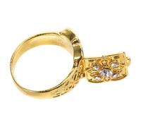 LIFKOME Anillo con Medallón Secreto y Micropavé de Gemas de Imitación Tallado Vintage, Diseño Abatible, Joyería para Mujer, Uso Diario, Talla 10, Color Dorado