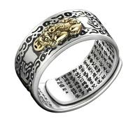 LIFKOME Anillo y Día del Padre para Hombre Diseño Creativo Ajustable de Hierro de Mítica y Seis Palabras Sagradas, Estilo Vintage para Uso Diario