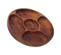 LIFKOME Bandeja De Madera Dividida Con 5 Compartimentos, Redonda, Ideal Para Aperitivos, Aperitivos Y Verduras.