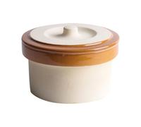 LIFKOME Beige Cuenco de Cerámica con Tapa, para Arroz al Vapor | Diseño Retro y Simple, Borde Suave, para Yogur y Papilla, Servir en Mesa