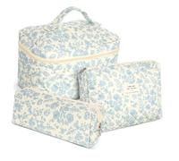 LIFKOME Bolsa De Maquillaje De Algodón Acolchada Cremallera Neceser De Viaje para Artículos De Tocador para Mujeres Viajes y Uso Diario