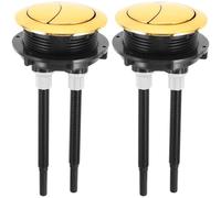 LIFKOME Botón de Cisterna Roca Doble Pulsador para Tanque de Inodoro, Diseño Dual Fácil de Instalar, Accesorio Abs Dorado para Baño, Paquete de 2 Piezas