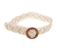 LIFKOME Braided Belt Boho Handmade Wide Woven Waistband With Natural Wooden Buckle For Women Casual Vacation And Party Accessory