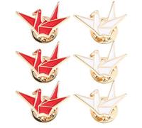 LIFKOME Broche de Solapa de Grulla de Origami en Aleación Set de 6 Piezas 3 Rojos y 3 Blancos Accesorios Decorativos para Ropa Bufandas y Mochilas Joyas Versátiles para Mujer