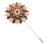 LIFKOME Broche de Solapa Flor de Madera con Perlas y Aleación para Traje Hombre Accesorio Decorativo Elegante para Bodas y Fiestas Alfiler Delicado y Moderno