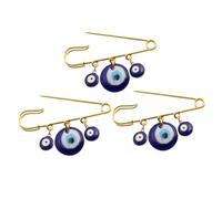 LIFKOME Broches de Mal de Ojo 3 Piezas Colgantes de Cristal Azul Turco Alfiler de Solapa Accesorios Decorativos para Ropa Regalo Único y Diario para Mujer