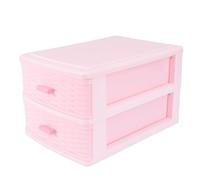 LIFKOME Caja de Almacenamiento de Plástico Tipo Cajón, Organizador Multicapa de Escritorio, Mediano Color Rosa, 2 Niveles para Cosméticos y Joyería en Dormitorio o Estudio