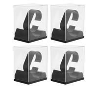 LIFKOME Caja Organizadora Transparente para Relojes 4 Piezas, Contenedor Plástico Base Negra 74x50x88 Mm, Soporte para Joyas y Estuche Protector Antipolvo para Uso Doméstico y Exhibición