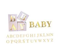LIFKOME Cajas para Shower para Bebés Set de 4 Cajas Decorativas Letras Doradas y 26 Letras del Alfabeto Adecuado para Decoración de Fiestas de Cumpleaños Infantiles y Revelación de