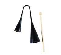 LIFKOME Campana Agogo De Dos Tonos Para Niños, Instrumento De Percusión De Samba Con Palo De Madera, Color Negro, Portátil y Tradicional Para Educación Musical y Juego Educativo