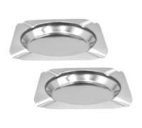 LIFKOME Ceniceros de Acero Inoxidable 2 Piezas Cuadrados para Cigarrillos y Cigarros Cenicero Pequeño y Portátil para Interior Uso Doméstico Coche Diseño Resistente y Compacto