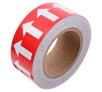 LIFKOME Cinta Adhesiva Autoadhesiva de Flechas para Tuberías 50mm X 20m, Pegatinas Reflectantes de Dirección de Flujo, Fondo Rojo Flechas Blancas, Señalización Industrial para