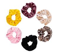 LIFKOME Coleteros Grandes De Terciopelo Extragrandes Elásticos 6 Piezas Multicolor Para Mujer y Niña Uso Diario
