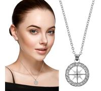 LIFKOME colgante estrella con colgante de brújula colgante de cuello de la vendimia estético de encanto de las mujeres de mujer aleación Silver