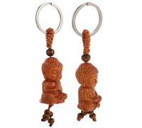 LIFKOME Colgantes de Buda de Madera 2piezas para Decoración Retro, Duraderos y Fáciles de Colocar, Ideales para Llaves y Adornos de Coche Únicos