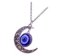 LIFKOME Collar Colgante Amuleto Ojo Turco Azul y Luna, Cadena de Cuello Creativa Unisex, Joyería para Mujer y Hombre, Accesorio Decorativo Mal de Ojo para Obsequio