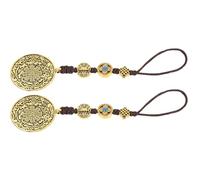 LIFKOME Collar Colgante Tibetano de Aleación Diseño Bagua y Espejo, Estilo Vintage, 43 Mm, Color Amarillo Latón, para Mujer, Fiesta Temática y Uso Diario