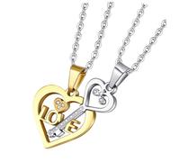 LIFKOME Collar con Colgante de Llave Y Corazón de Amor de Moda para Parejas Conjunto de Collar para Parejas
