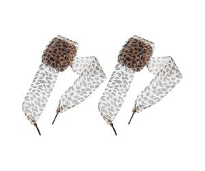 LIFKOME Cordones Planos Anchos de Cinta 4 Cm X 110 Cm Encaje de Leopardo Amarillos 1 Par de Cordones Divertidos para Zapatillas Deportivas y Botas para Uso Diario y Moda