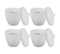 LIFKOME Crisol de Cerámica Blanco con Tapa Resistente a Altas Temperaturas 100ml para Industria Química y Farmacéutica Pack de 4 Unidades